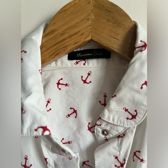 Massimo Dutti Anchor Nautical Button-down Cotton Shirt Women’s - Picture 3 of 7